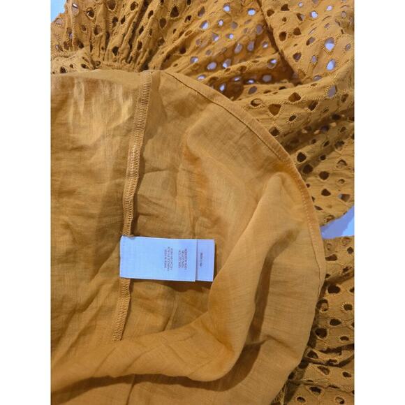 Frye x Anthropology women's mustard yellow eyelet sleeveless midi dress small - Picture 8 of 9